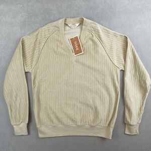 NWT Vintage Thane Sweater Mens Medium Tan V Neck Pullover Ribbed Jumper 60s